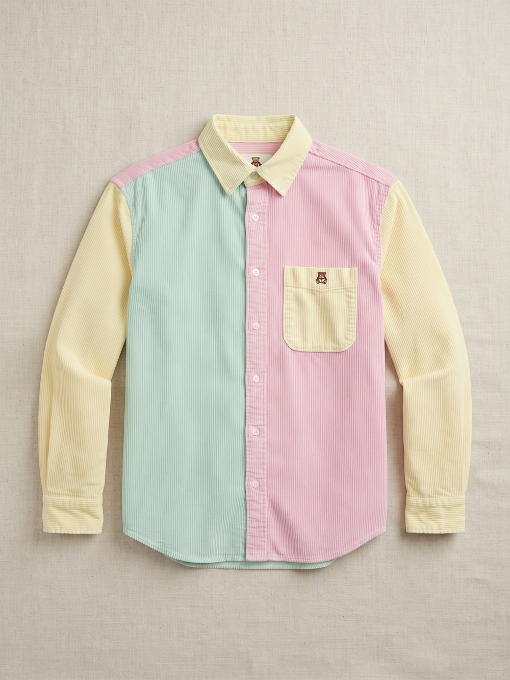 Teddy Fresh Pastel Colorblock Button Down Shirt (unisex) XS